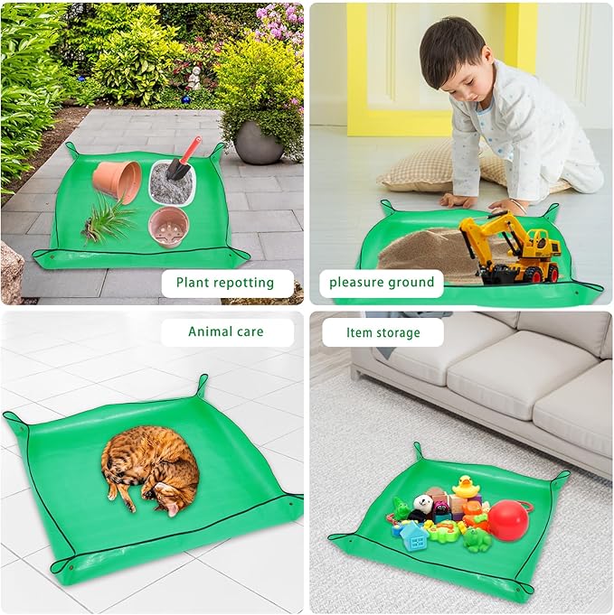 26.8" x 26.8" Plant Repotting Mat Waterproof Transplanting Mat Indoor Succulent Potting Mat Portable Gardening Watering mat Square and Foldable Garden mat