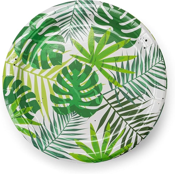 Royal Bluebonnet Luau Plates and Napkins - Set of 24 Tropical Party Supplies, Hawaiian Party Decorations, Disposable Tropical Plates for Hibiscus Luau Birthday, Hawaiian Floral Paper Products