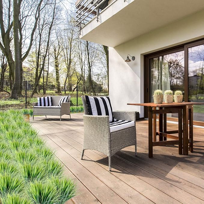 30 Bundles Artificial Grasses Outdoor UV Resistant Fake Grasses No Fade Faux Plastic Plants Garden Porch Window Box Decorating…