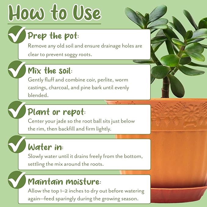 Jade Plant Potting Soil Mix (8 Quarts), Hand Blended Additive for Jade Succulents