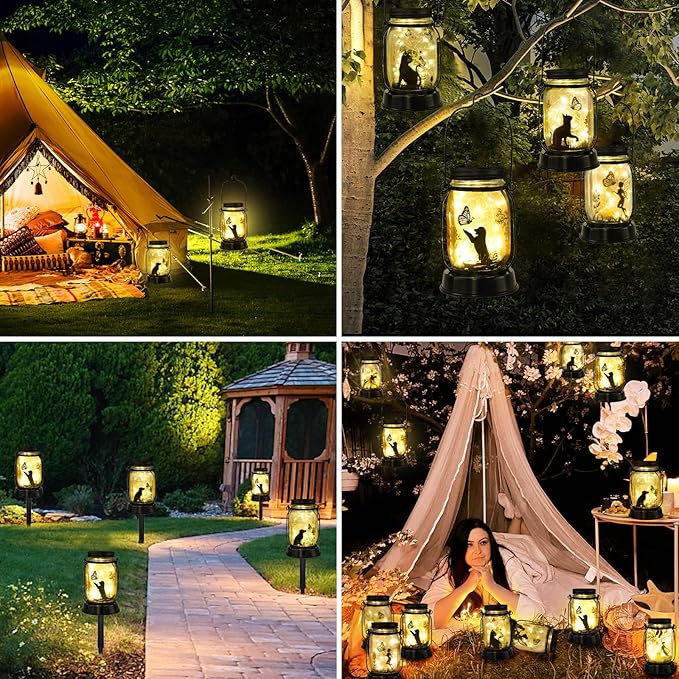 kyoryuger Dog Solar Lanterns Retriever Dog Solar Lights Golden Retriever Gifts for Women Men Dog Lovers Gifts Decorative Hanging Dog Lanterns with Stake for Yard Lawn Garden Decor Outdoor Dog Light