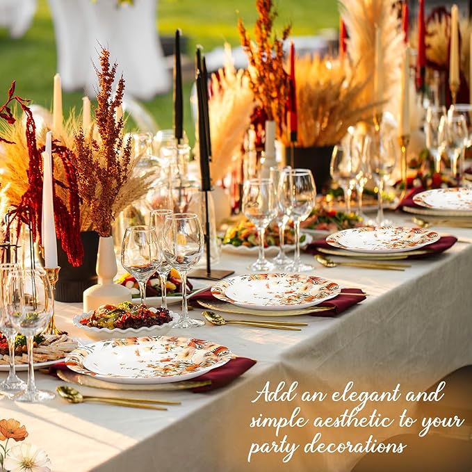 Mumufy 100 Pack Fall Floral Paper Plates 9" & 7" Disposable Autumn Wildflower Cake Dessert Plates Watercolor for Dinner Wedding Baby Shower Birthday Fall Tea Party Decoration Supplies