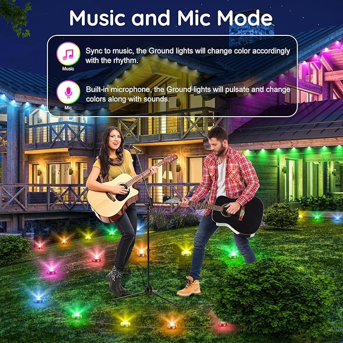 RGB Outdoor Ground Lights, 200Ft Color Changing Pathway Lights with Remote & App Control, Waterproof Walkway Lighting, Wired for Garden Yard Lawn Patio Best for Holiday Party (200FT)