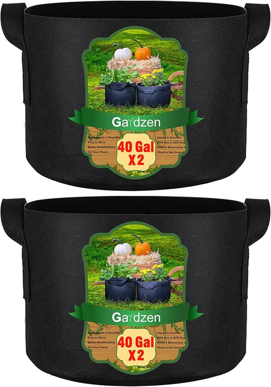 Gardzen 2-Pack 40 Gallon Grow Bags, Aeration Fabric Pots with Handles, Pot for Plants