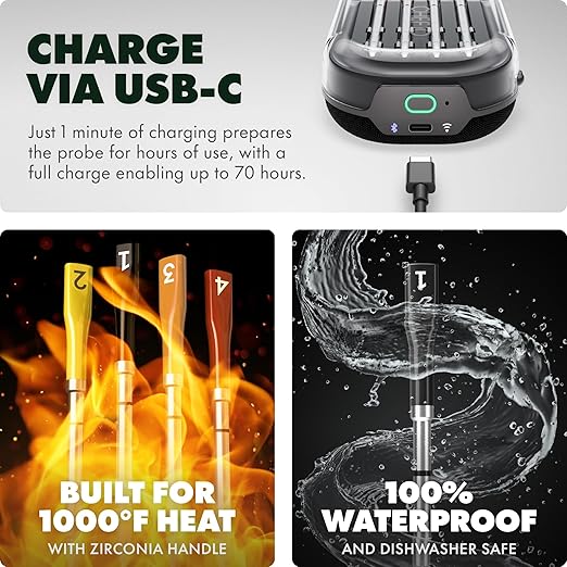 CHEF iQ Sense [2025 Model] | Smart Wireless Meat Thermometer | 4 Ultra-Thin Probes | WiFi Unlimited Range | 1000°F Heat Safe | 5 Sensors | BBQ, Grill, Oven, Smoker, Air Fryer | Gen3