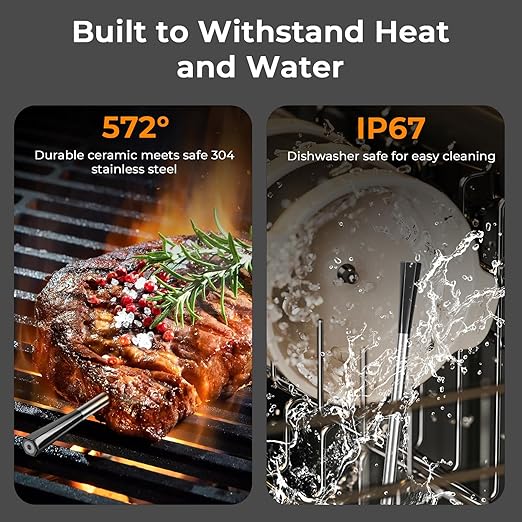 BlueSwan Wireless Smart Digital Bluetooth Meat Thermometer 820 ft Range Food Thermometer with APP for Grill, Smoker, Oven, 48Hr Battery, Magnetic Design for BBQ, Kitchen, Air Fryer, Gifts for Men