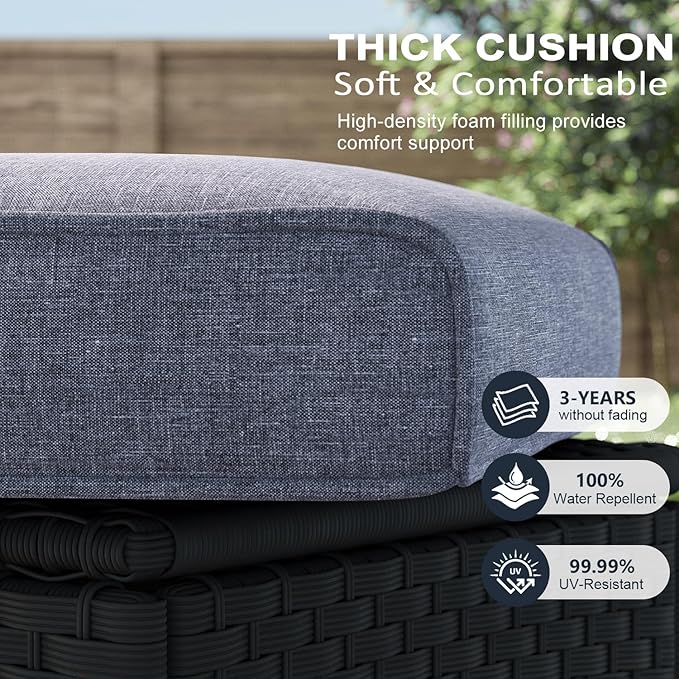 LayinSun 6 Piece Wicker Patio Furniture Set, Classis Outdoor Conversation 360 Degree Swivel Chairs Set with Coffee Table