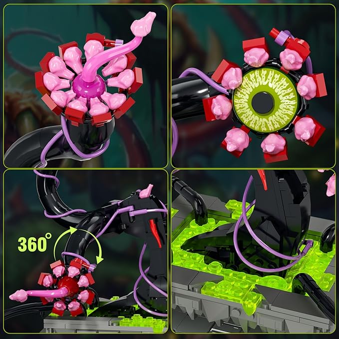 Botanicals Piranha Plant Bonsai Building Set, Horrors Flower Cannibal with Evil Eyes Toothy Petal, Collectible Evil Eye Decor, Halloween Birthday Gifts for Adult, Kids 6+(660 PCS)