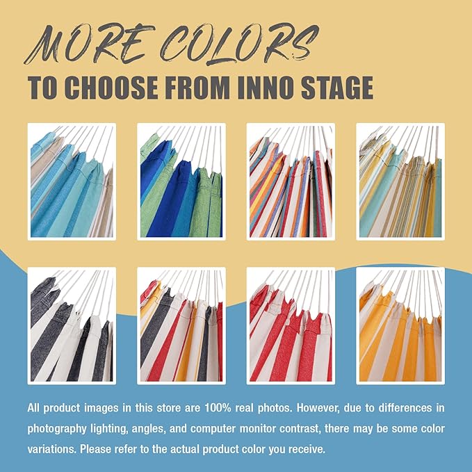 INNO STAGE Brazilian Hammock with Tree Straps - Cotton Hammocks Portable Hammock with Carry Bag for Backyard, Porch, Outdoor and Indoor Use