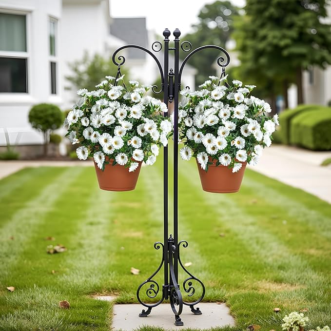 UV Resistant Artificial Petunias 13.3In Fake Flowers Artificial Flowers for Outdoors Silk Flowers 8PCS Fake Hanging Basket Plants Suitable for Outdoor Porch Decoration Patio Decor (White)