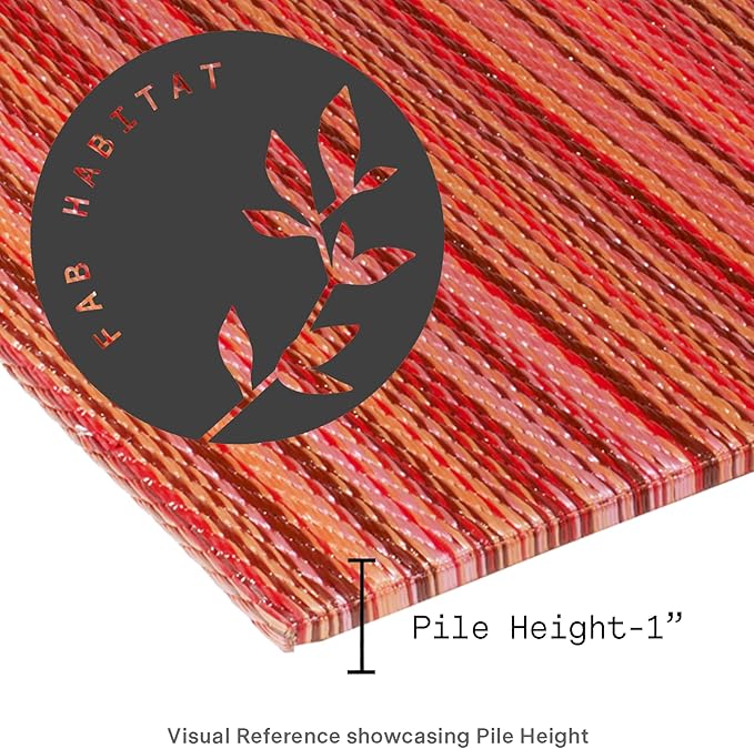Fab Habitat Striped Non Slip Doormat - Durable, Thin - Recycled Plastic - Entryway, Front Door, Porch, Patio - Cancun Sunset (24" x 36" Non-Slip)
