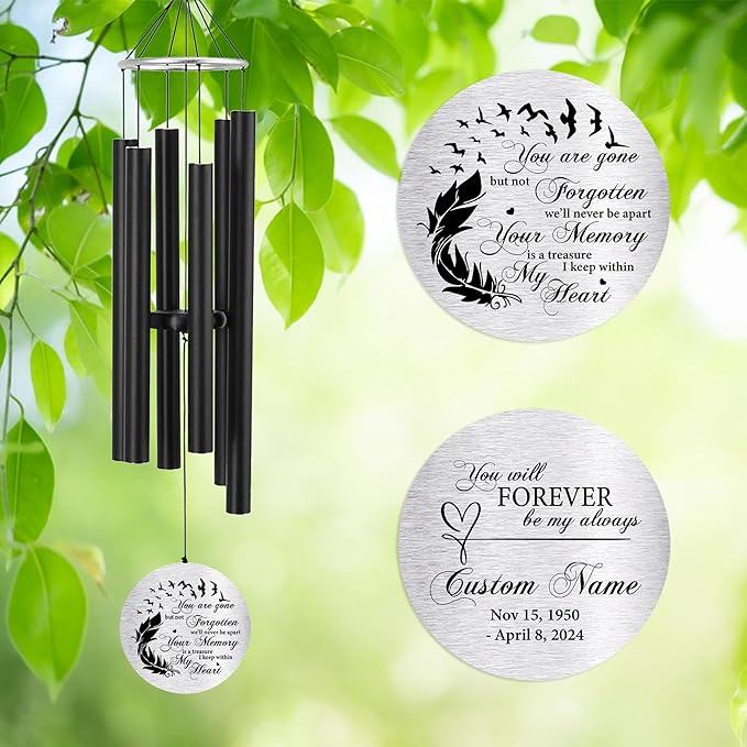 Personalized 36" Bereavement Wind Chimes for Outside, Memorial Gift in Remembrance of a Loved One, Sympathy Gift for Loss of Mother Father Husband, Garden Patio Decor