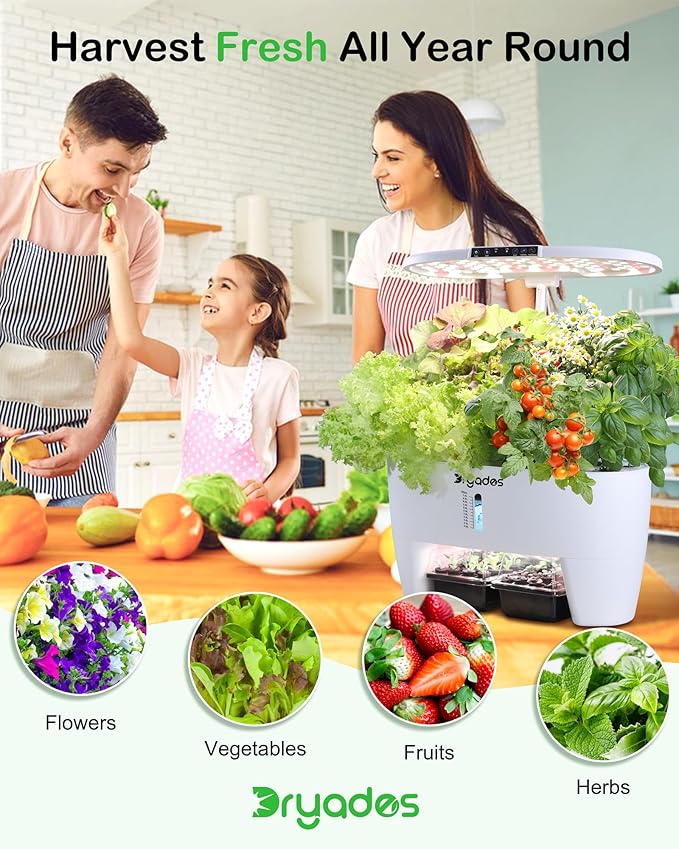 Hydroponic Growing System Kit 16 Pods, Smart Herb Garden with Sprout Mode Can Seedling in Advance & 24W Full Spectrum LED Grow Light, Indoor Garden Planter for Home/Office/School (White)