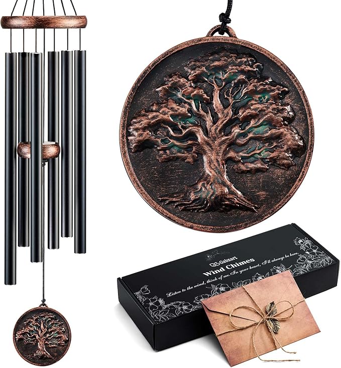Memorial Wind Chimes for Outside, Sympathy Gifts for Loss of Loved One, Memorial Gift for Loss of Mom Dad Grandparent, Vintage Tree of Life Deep Tone Windchimes Outdoor (32" Tree of Life)