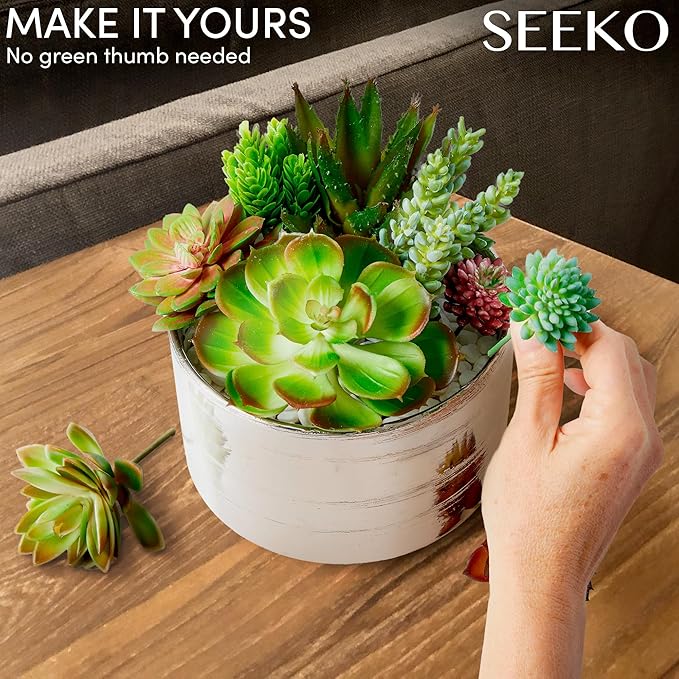 SEEKO Succulents Artificial Succulents – 28pc Assorted Premium Fake Succulent Plants - Realistic Faux Plants