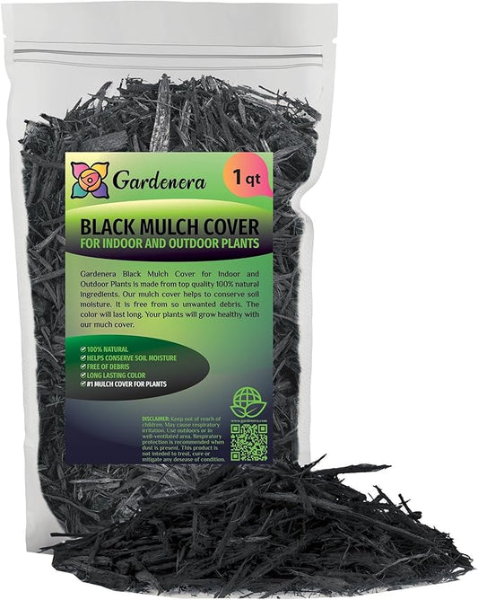 Gardenera Premium Black Mulch Cover - Enhance Your Landscape with Vibrant Color and Nutrient-Rich Benefits - 1 Quart
