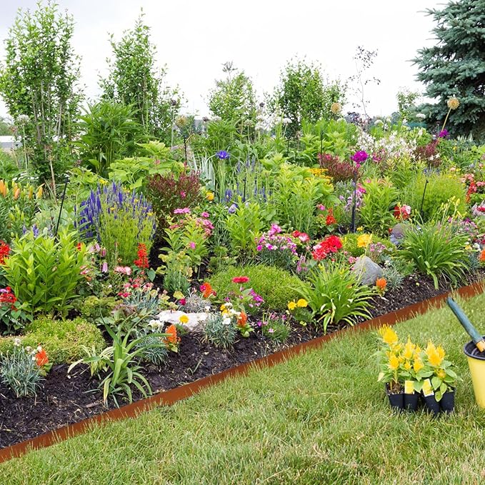 Corten Steel Edging 5 Inch 10 Packs Steel Landscape Edging 40 Inch Strips Hammer in Landscape Edging Metal Garden Edging Landscaping for Yard Lawn Outdoor Flower Plant by GZGNEEVL