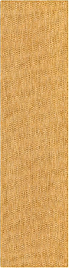 Unique Loom Collection Casual Transitional Solid Heathered Indoor/Outdoor Flatweave Area Rug (2' x 8' Runner, Corn Harvest Yellow)