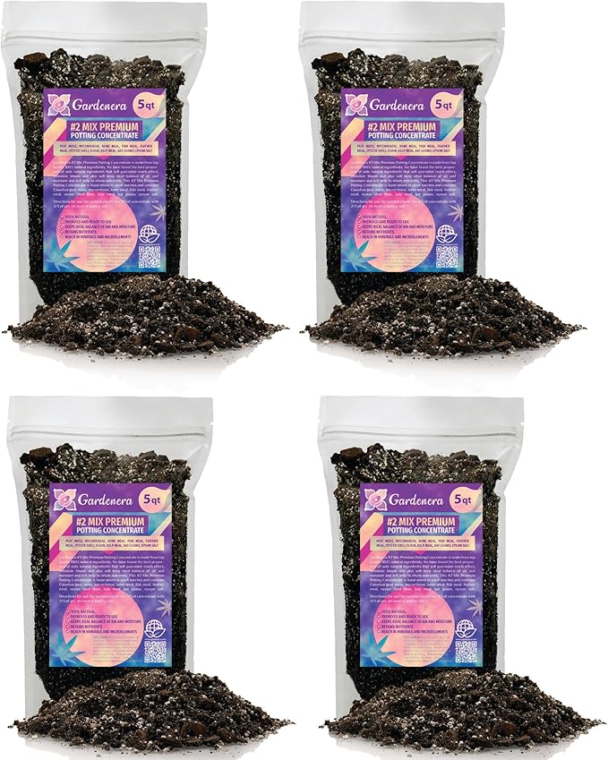 Gardenera Premium Organic #1 Potting Soil Mix - Ideal Nutrient Blend for Robust, High-Yield, and Beautifully Blooming Outdoor Guerrilla Growing Plants - 20 Quart