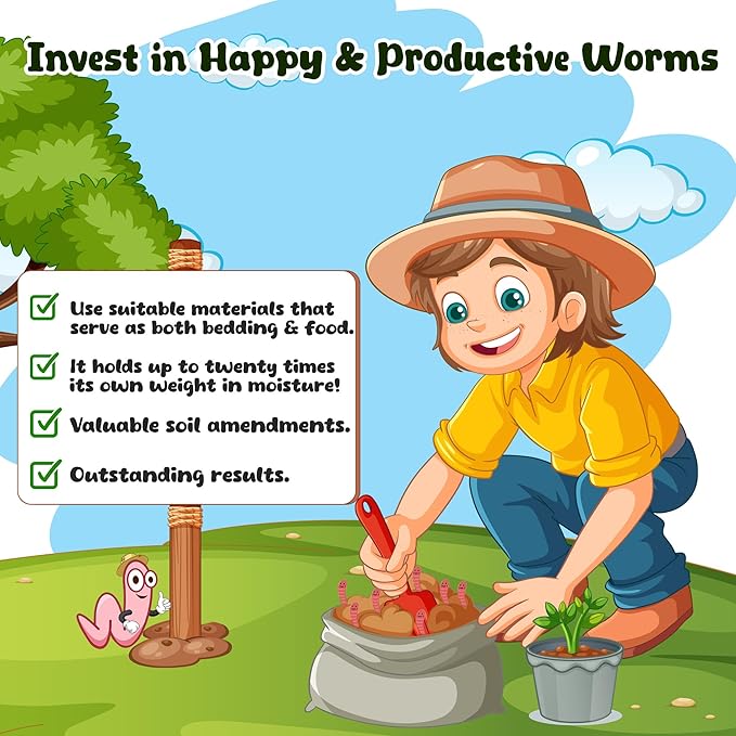 5lb Worm Bedding for Nightcrawlers and Red Wigglers (Worms Not Included) - Vermicompost Bin Worm Bedding - Earthworm Food for Organic Potting Soil Gardening Mix