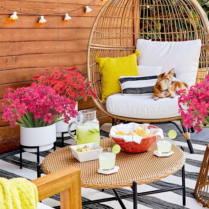 20 Bundles Artificial Flowers, Outdoor Indoor UV Resistant Fake Flowers No Fade Faux Plastic Plants Garden Porch Window Box Decoration