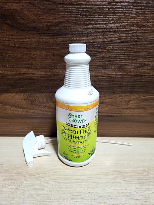 Neem Oil & Peppermint Plant Wash – Natural Leaf Cleaner & Conditioner for Indoor & Outdoor Plants – 32oz Ready-to-Use Spray