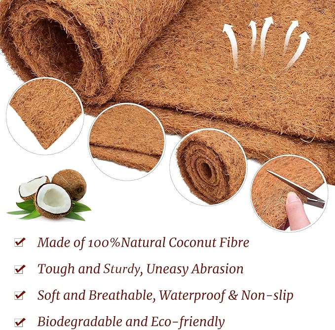 Riare 1 Pack 16 × 80 Inch No-Slip Ice and Snow Carpet Mats- Natural Coconut Fiber Carpet Anti-Slip Coir Mat for Winter Walkways Front Door Stairs Porch Outdoor Garden Patio Safe &Stable Walking