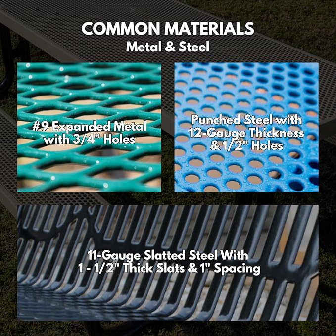 COATEDOUTDOORFURNITURE Coated Outdoor Furniture Heavy-Duty Outdoor Bench Thermoplastic Coated, Punched Steel, Commercial-Grade Garden Bench, Made in America (Portable with Back, 6 Ft, Tan)