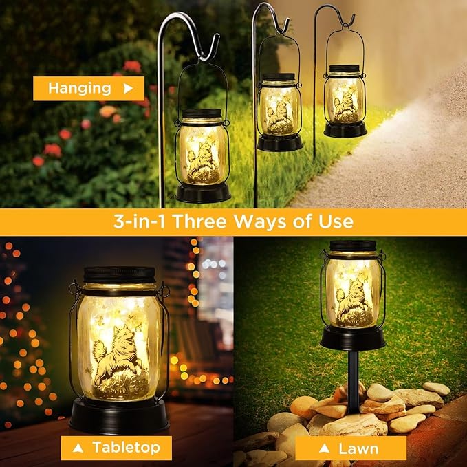 kyoryuger Samoyed Gifts for Women/Men Samoyed Dog Solar Lanterns Mom Birthday Dog Lovers Lantern Pet Loss Pet Memorial Lights Solar Garden Decoration for Yard, Patio,Backyard,Porch Torches