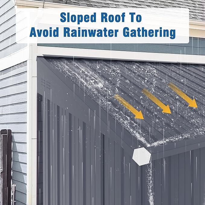 MUPATER Outdoor Storage Shed 4x6 FT, Garden Tool Shed, Metal Lean-to Shed Kit for Backyard Lawn with Lockable Door and Vents, Grey