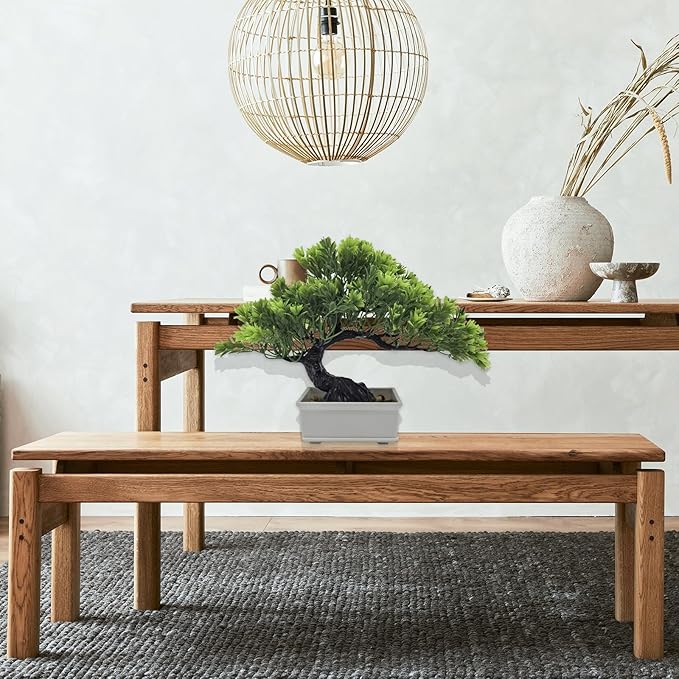 Artificial Bonsai Pine Tree Fake Desk Plants Commercial Reception Charm Adornment Home Decor Office Bookshelf Decor (Warm Colors)