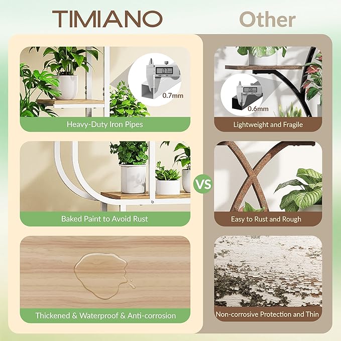 White Plant Stand, 7 Tier Tall Plant Shelf with Grow Light, Large Curve Shaped Lighted Plant Stand for Multiple Plants, Indoor Home Decor Display Rack