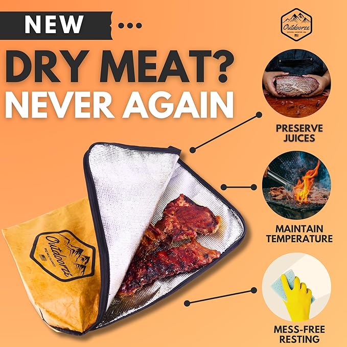 BBQ Blanket for Resting Meat | Meat Resting Bag for Smoking & Barbecue | Insulated Brisket Blanket | Grilling Accessories for Brisket, Steak & Beef | Gifts for Men | Camping Essentials by Outdoorze