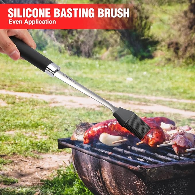 Grill Accessories Heavy Duty BBQ Set Gifts for Men/Women - Premium Stainless Steel Spatula, Fork, Brush & Tongs, Barbecue Utensils Tool Kit Gift for Grilling Lover Outdoor