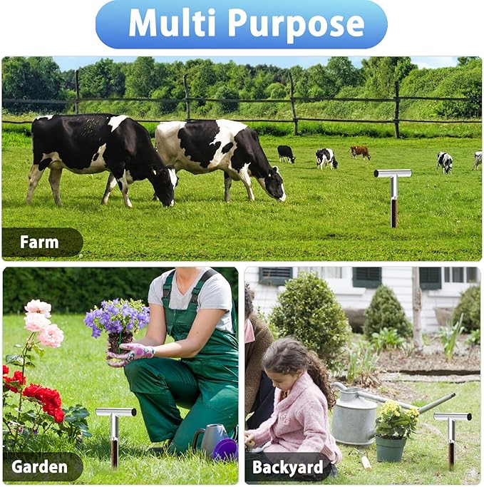 ForoGore 12 Inch Stainless Steel Soil Sampler Probe, T-Style Handle Soil Test Probe, Soil Probe for Soil Sampling, Soil Test Kit for Plant Care, Farm, Lawn Garden