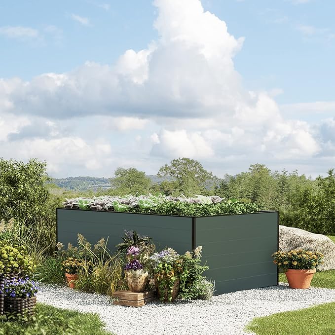 Christina 2.5 ft Tall Raised Garden Bed (3.9'W x 6.4'L), Anthracite Gray