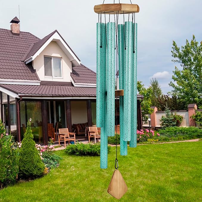 Large Wind Chimes for Outside Deep Tone, Big Wind Chime with Turquoise Finish Outdoor Clearance for Garden,Yard,Patio Decor (Blue Patina, Large, 42)