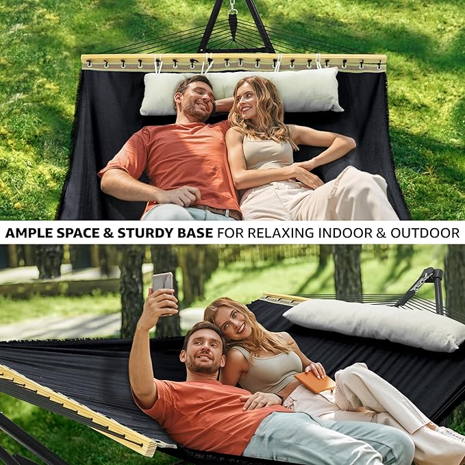 Tranquillo Unity Signature Steel Hammock Stand – 800 lbs Heavy-Duty Frame with Smooth, Noiseless Swing, Pre-Assembled for Quick Setup, Perfect for Indoor & Outdoor Relaxation; Black