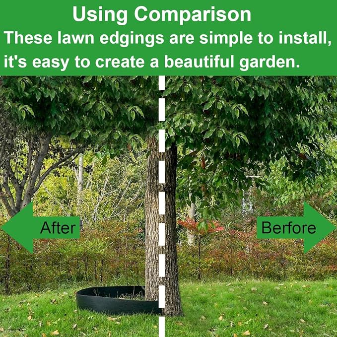 Landscape Edging, 33ft x 4inch Tall Plastic Garden Edging Border with 30 Spikes, Lawn Edging for Landscaping Flower Bed, Yard, Patio-Black