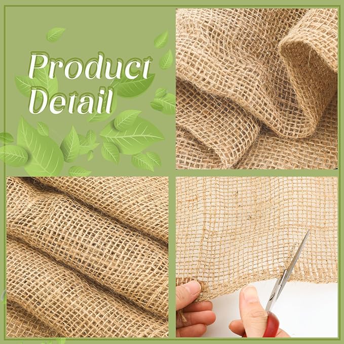Buryeah 60 Inch x 100 ft Burlap Fabrics Roll Natural Jute Burlap Tree Wraps Protector Winter Frost Plant Blankets Cloth Weed Barrier Fabric Garden Plants for Winter Outdoor Trees Shrubs Party