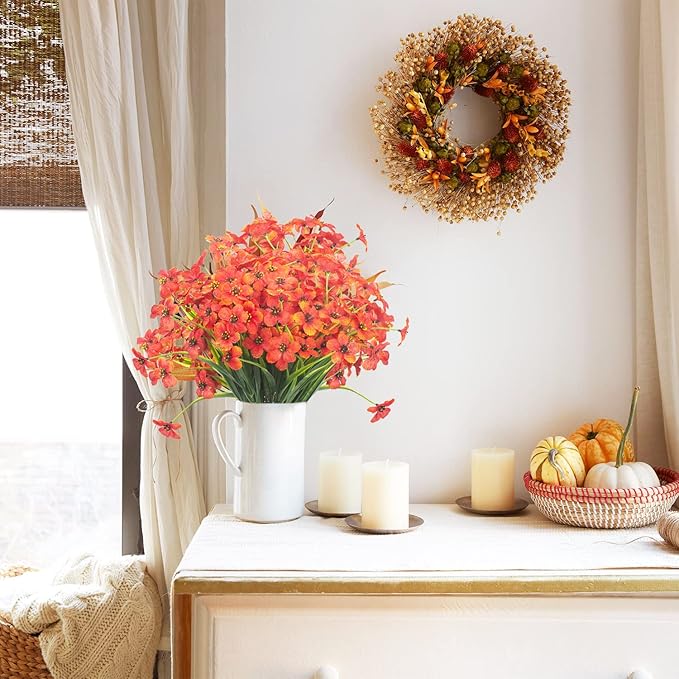 20 Bundles Artificial Flowers, Outdoor Indoor UV Resistant Fake Flowers No Fade Faux Plastic Plants Garden Porch Window Box Decoration