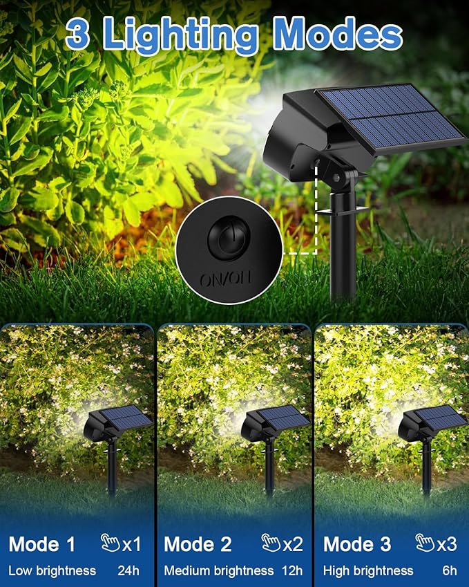 Fabrito Solar Spot Lights Outdoor 136 LEDs, Big Brighter Lighting Solar Lights Outdoor, 2 Pack IP65 Waterproof Landscape Spotlights Auto On/Off for Yard, Garden, Pathway, Plants,Tree (Cool White)
