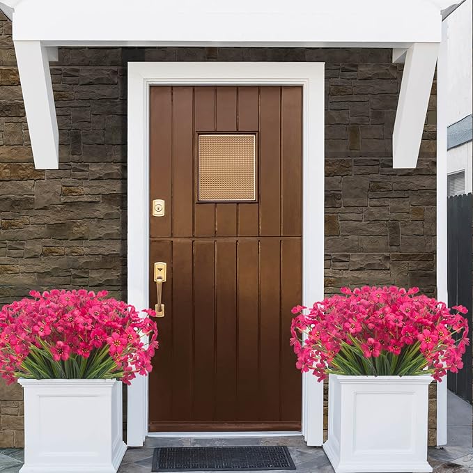 20 Bundles Artificial Flowers, Outdoor Indoor UV Resistant Fake Flowers No Fade Faux Plastic Plants Garden Porch Window Box Decoration