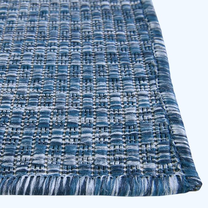 Unique Loom Collection Casual Transitional Solid Heathered Indoor/Outdoor Flatweave Area Rug (3' 3" x 5' 3" Rectangle, Blue/Navy Blue)