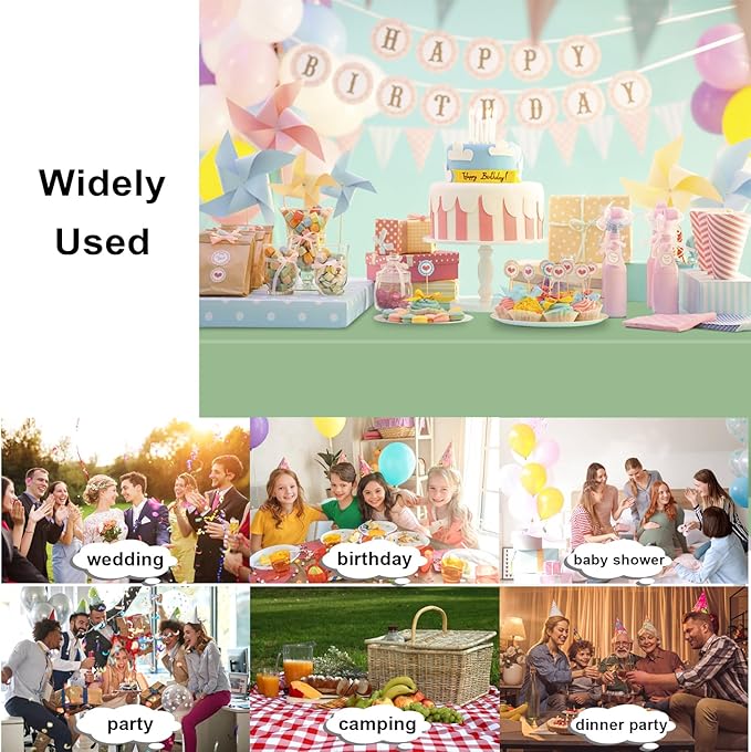 3 Pack Rectangular Sage Green Tablecloth, Sage Green Plastic Table Cloths for Parties Disposable, 54x108 in Waterproof Camping Tablecloth for Birthday Party Baby Shower Picnic Valentines