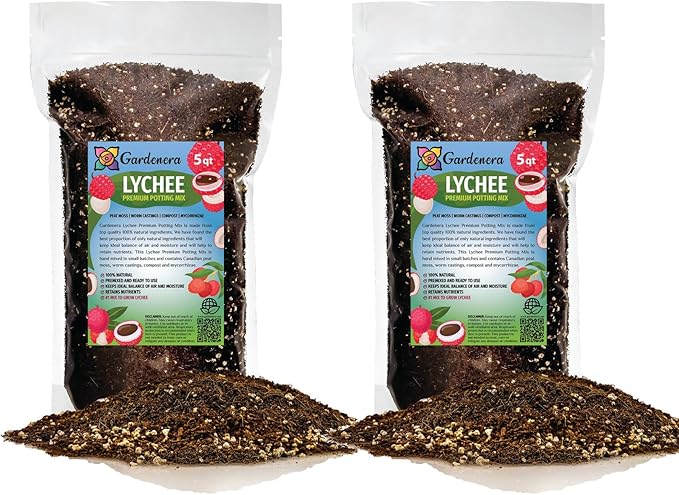 GARDENERA Premium Lychee Potting Soil Mix - Perfect Balance of Nutrients, Drainage, and Aeration for Thriving Lychee Trees - 10 Quart