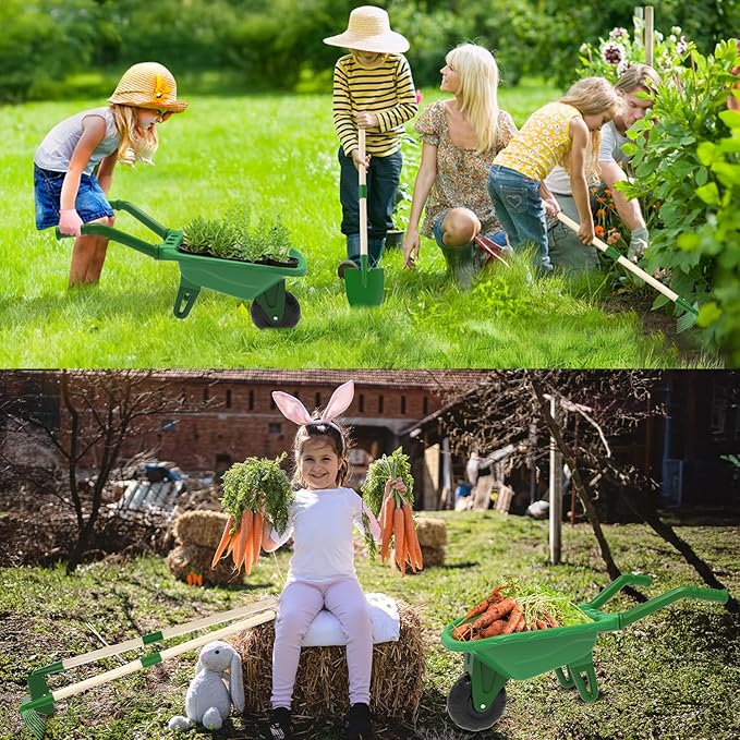 Kids Gardening Tools Outdoor Toys Set Backyard Play with Wheelbarrow Educational STEM Learning Pretend Toys Outdoor Indoor for Toddlers Kids Boys Girls