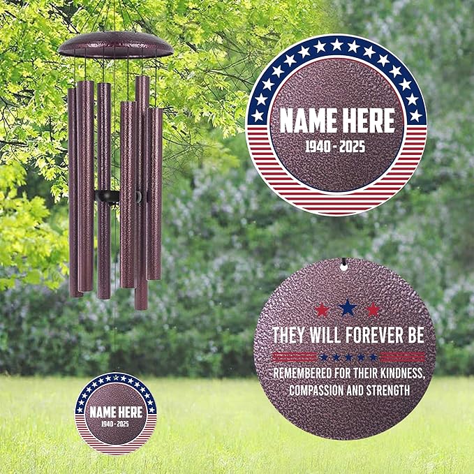 ASTARIN Personalized Wind Chimes for Memorial US Veteran, Deep Tone Wind Chimes for Loss of Loved One Brothers Sisters, Thank You Veteran Solider