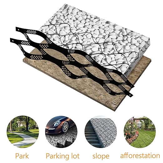 Sunnyglade 2" Thick Ground Grid 40 x 4 FT, Gravel Retainer 1880 LBS Per Sq ft, Geo Grid Driveway Stabilization for DIY Patio Walkway Driving RV Parking Slopes and Garden (Black, 4 x 40FT)