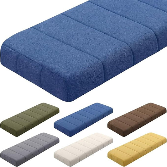 Wenqik Bench Cushion 48x18x4 Inch for Indoor Outdoor Furniture Tufted Thicken Bay Window Seat Cushion Non Slip Waterproof Dining Piano Bench Pad Pillow Anti Cat Scratch for Patio Porch Swing, Blue